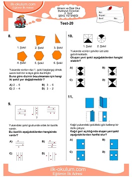 ilkokul 1. Sınıf Bilsem Zeka Testi 